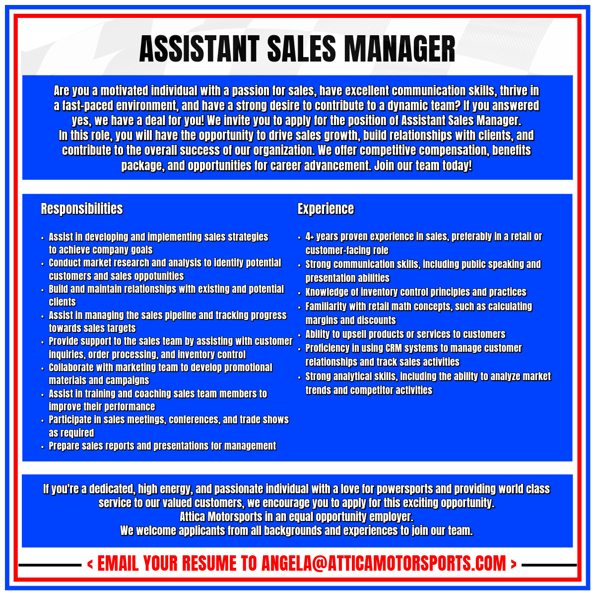 Employment Attica Motorsports Indiana